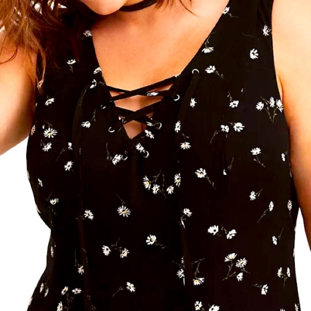 Daisy Print Black Dress